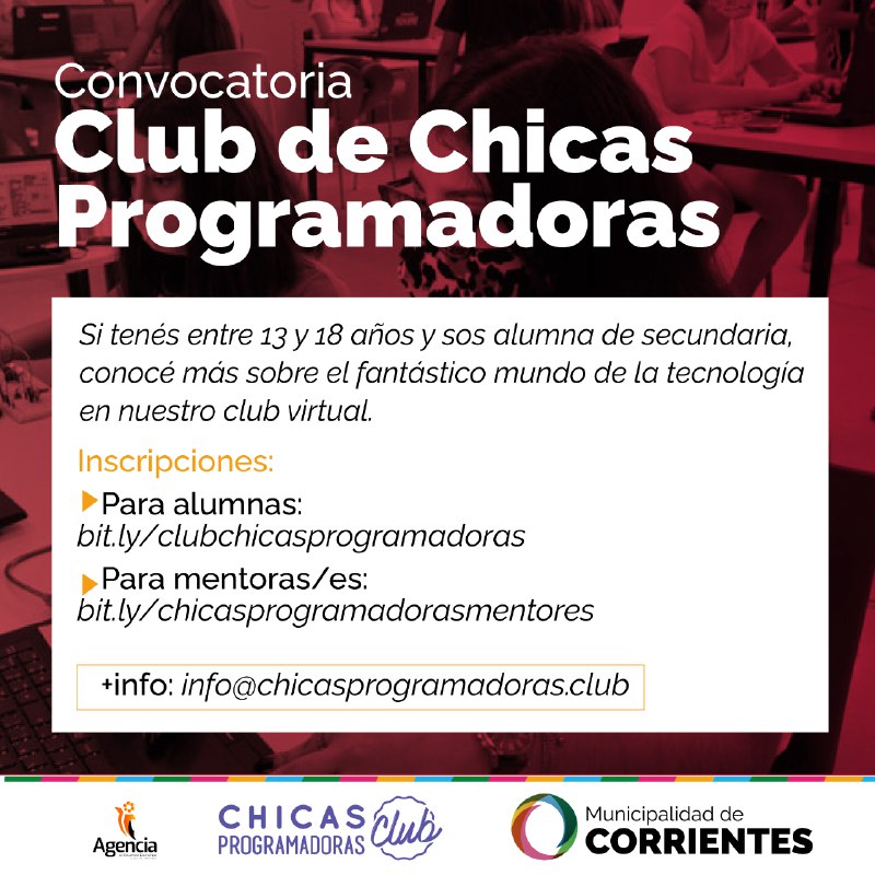 Últimos días para sumarse al Club de Chicas Programadoras | Municipalidad  de Corrientes