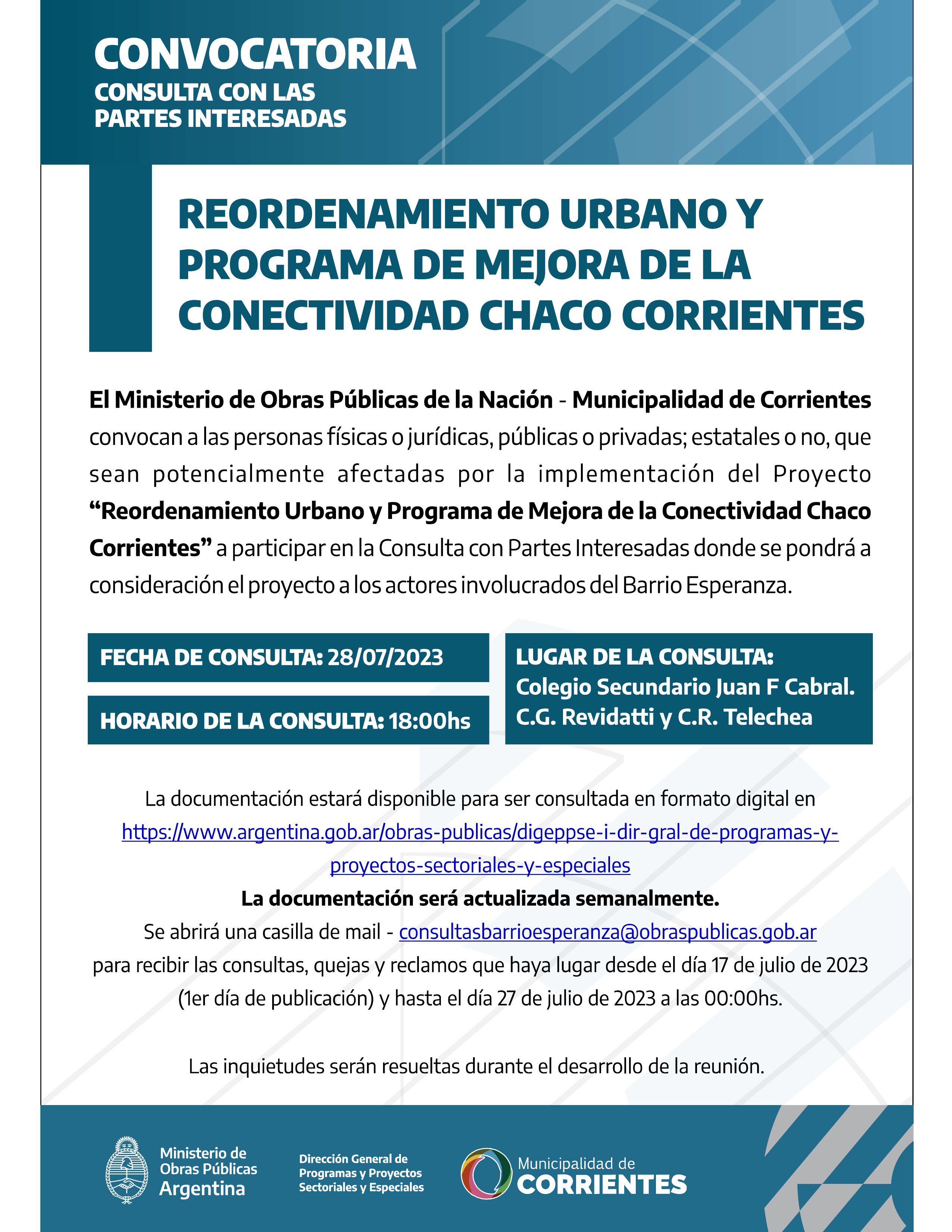 Reordenamiento urbano y programa de mejora de conectividad Chaco