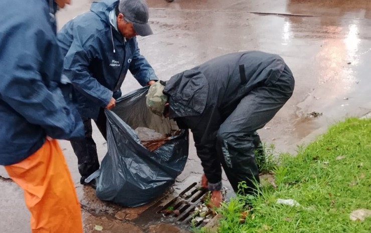 Lluvia: tras la caída de 62 mm, cuadrillas municipales limpiaron canales y sumideros